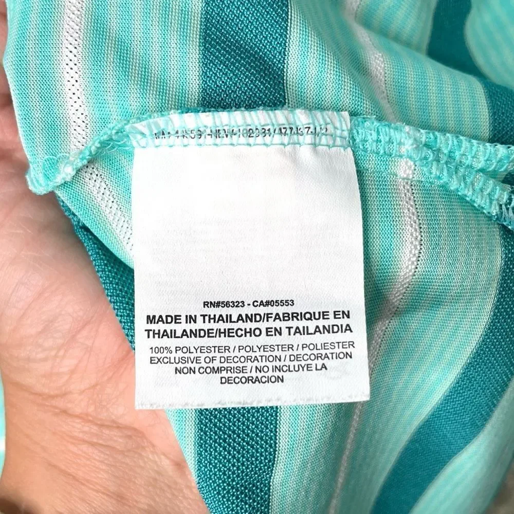 Nike Polo Shirt Men’s XL Golf Dri-Fit Tour Performance Teal Striped Short Sleeve